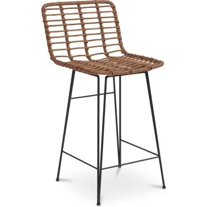 Buy Bar Stool Design Boho Bali Synthetic Wicker 65cm - Kimi Natural wood 59994 with a guarantee