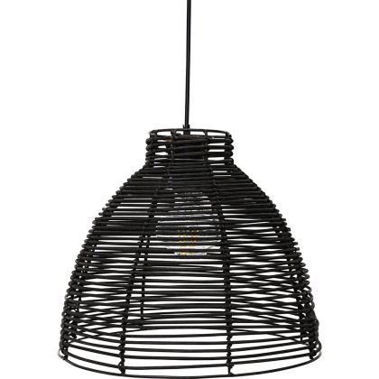 Buy Hanging Lamp Boho Bali Design Natural Rattan - Tui Black 60037 in the United Kingdom