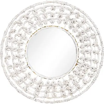 Buy Wall Mirror - Boho Bali Round Design (60 cm) - Chiua White 60060 home delivery