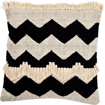 Buy Square Cotton Cushion in Boho Bali Style cover + filling - Gwen White / Black 60182 at MyFaktory