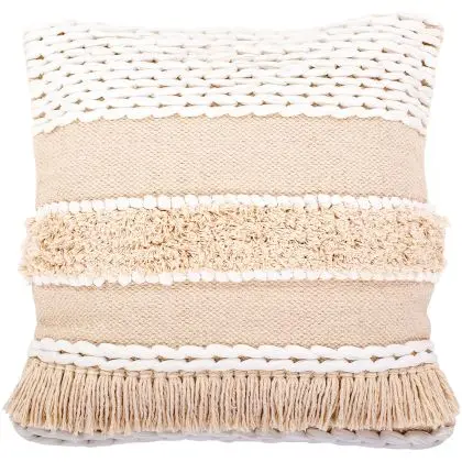 Buy Square Cotton Cushion in Boho Bali Style cover + filling - Hera White 60183 in the United Kingdom