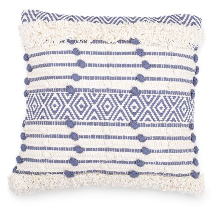 Buy Square Cotton Cushion in Boho Bali Style cover + filling - Laurie Blue 60186 in the United Kingdom