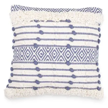 Buy Square Cotton Cushion in Boho Bali Style cover + filling - Laurie Blue 60186 with a guarantee
