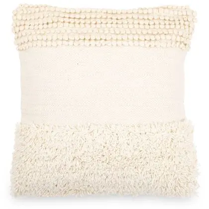 Buy Square Cushion in Boho Bali Style, Cotton & Wool cover + filling - Margaret White 60188 - in the UK