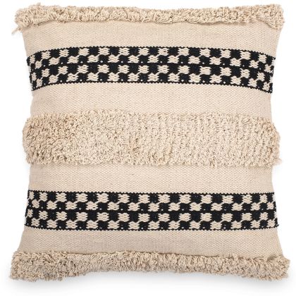 Buy Square Cotton Cushion in Boho Bali Style cover + filling - Sefra Black 60200 home delivery