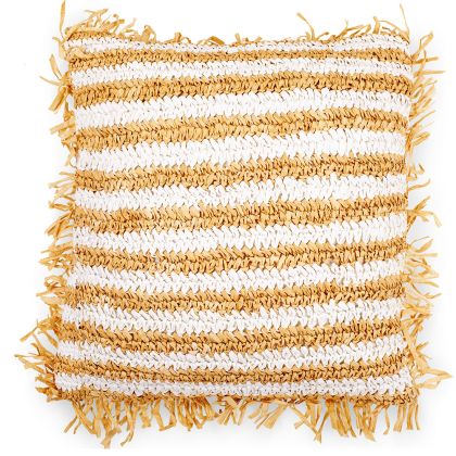 Buy Square Boho Bali Cushion, Raffia cover + filling - Candice Cream 60213 - prices