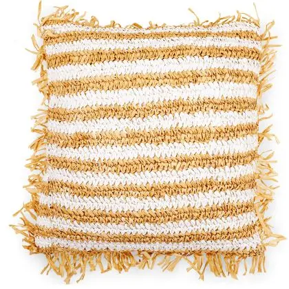 Buy Square Boho Bali Cushion, Raffia cover + filling - Candice Cream 60213 in the United Kingdom