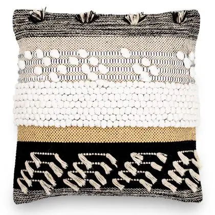 Buy Square Cotton Cushion in Boho Bali Style cover + filling - Claudia Multicolour 60215 with a guarantee