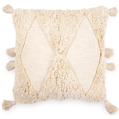 Buy Square Cotton Cushion in Boho Bali Style cover + filling - Laily White 60216 home delivery