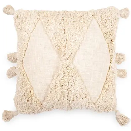 Buy Square Cotton Cushion in Boho Bali Style cover + filling - Laily White 60216 - in the UK