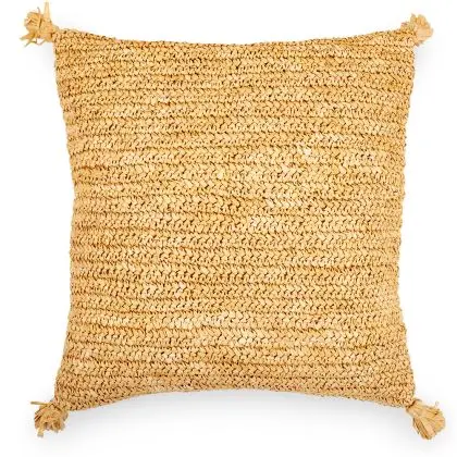 Buy Square Boho Bali Cushion, Raffia cover + filling - Carol Cream 60217 with a guarantee