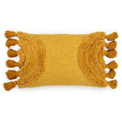 Buy Rectangular Cushion in Boho Bali Style, Cotton cover + filling - Dolly Yellow 60218 with a guarantee