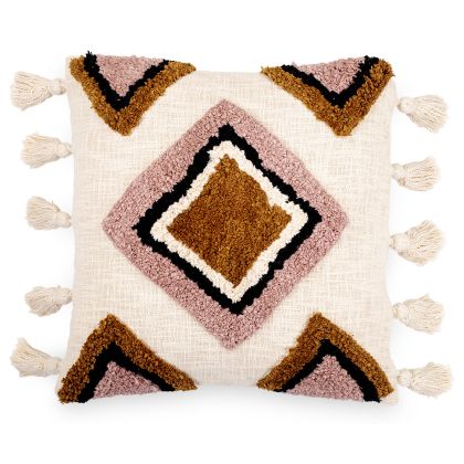 Buy Square Cotton Cushion in Boho Bali Style cover + filling - Eloise Multicolour 60221 with a guarantee