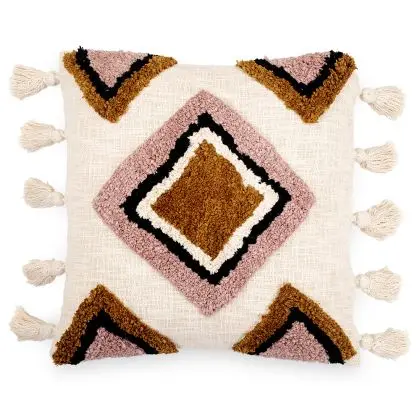 Buy Square Cotton Cushion in Boho Bali Style cover + filling - Eloise Multicolour 60221 - prices