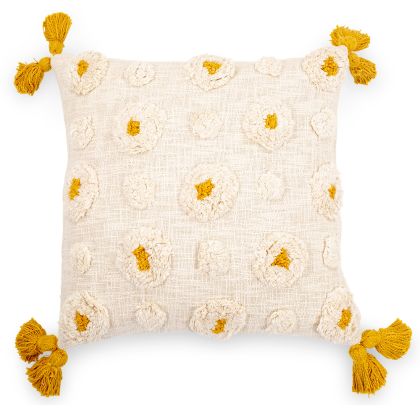 Buy Square Cotton Cushion in Boho Bali Style cover + filling - Hazel Yellow 60222 - prices