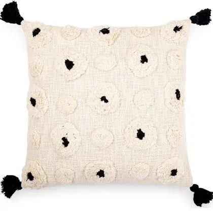Buy Square Cotton Cushion in Boho Bali Style cover + filling - Clara Black 60223 at MyFaktory