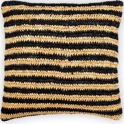 Buy Square Boho Bali Cushion, Raffia cover + filling - Chelsea Beige 60224 in the United Kingdom