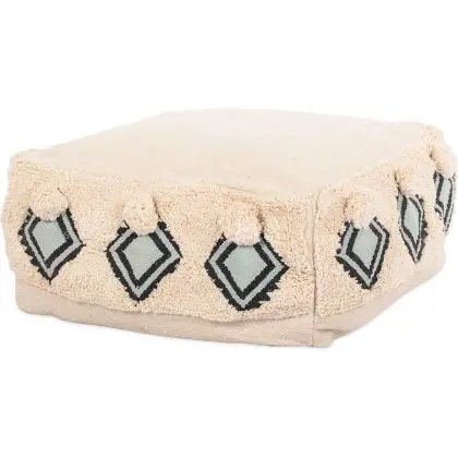 Buy Pouffe Boho Bali , Square in Cotton - Iris Bali Cream 60245 - in the UK