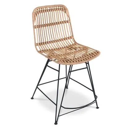 Buy Counter Stool in Boho Bali Design, Rattan and Iron - Creto Black 60293 at MyFaktory