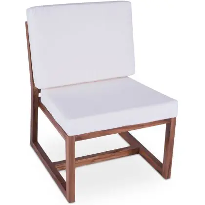 Buy Garden Armchair in Boho Bali Design, Wood and Canvas - Bayen White 60299 in the United Kingdom