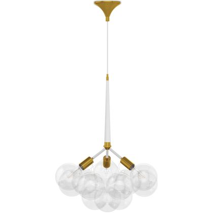 Buy Pendant lamp, globe chandelier in modern design, 9 glass globes - Plaus White 60405 with a guarantee