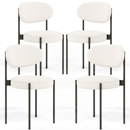 Buy Pack of 4 - Dining Chair - Upholstered in Bouclé Fabric - Black Metal - Martha White 61005 - prices