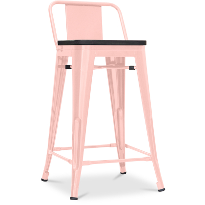 Buy Industrial Design Bar Stool with Backrest - Wood & Steel - 60 cm - Metalix Pastel orange 59117 in the United Kingdom