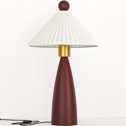 Buy Table Lamp with Wooden Base and White Cement Shade - Lumivie Brown 61735 at MyFaktory