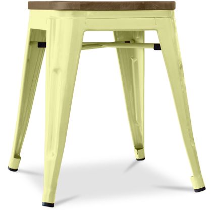 Buy Bistrot Metalix Stool wooden - Metal - 45 cm Pastel yellow 58350 - in the UK