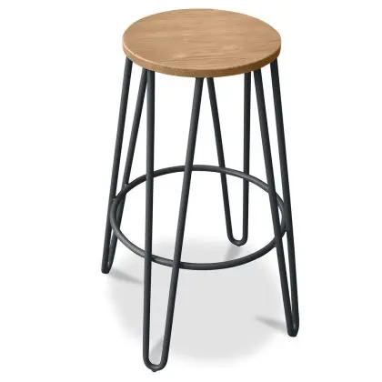 Buy Hairpin Bar Stool 66cm - Light wood and metal Dark grey 59500 with a guarantee