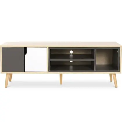 Buy Wooden TV Stand - Scandinavian Design - Freya  Grey 59659 at MyFaktory