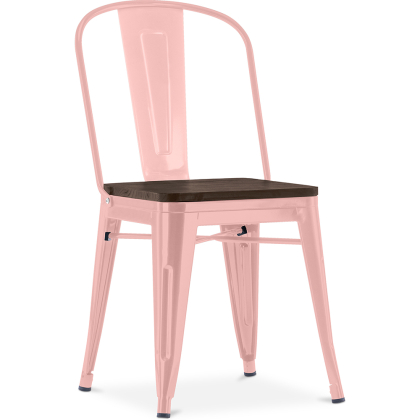 Buy Bistrot Metalix Square Chair - Metal and Dark Wood Pastel orange 59709 - in the UK