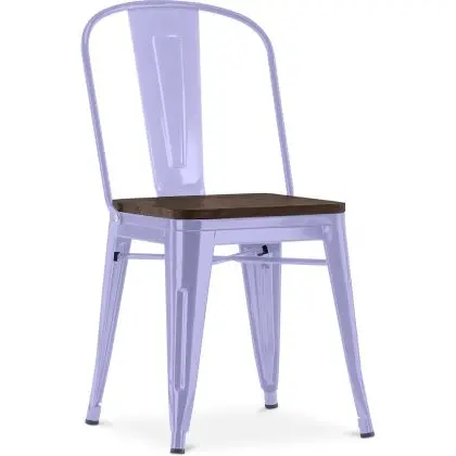 Buy Bistrot Metalix Square Chair - Metal and Dark Wood Lavander 59709 in the United Kingdom