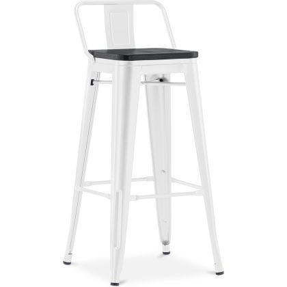 Buy Bistrot Metalix style bar stool with small backrest - Metal and dark wood - 76 cm White 59693 home delivery