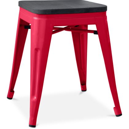 Buy Bistrot Metalix style stool - 46cm - Metal and dark wood Red 59691 - in the UK