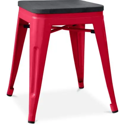 Buy Bistrot Metalix style stool - 46cm - Metal and dark wood Red 59691 with a guarantee