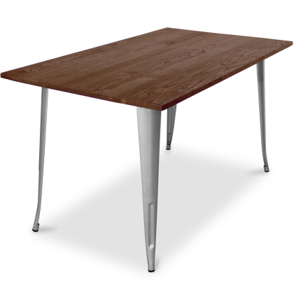 Buy Bistrot Metalix Industrial Dining Table - 140 cm - Dark Wood Steel 58996 home delivery