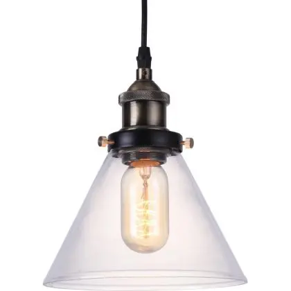 Buy Edison Small Crystal Lampshade Pendant Lamp - Carbon Steel Bronze 50874 in the United Kingdom