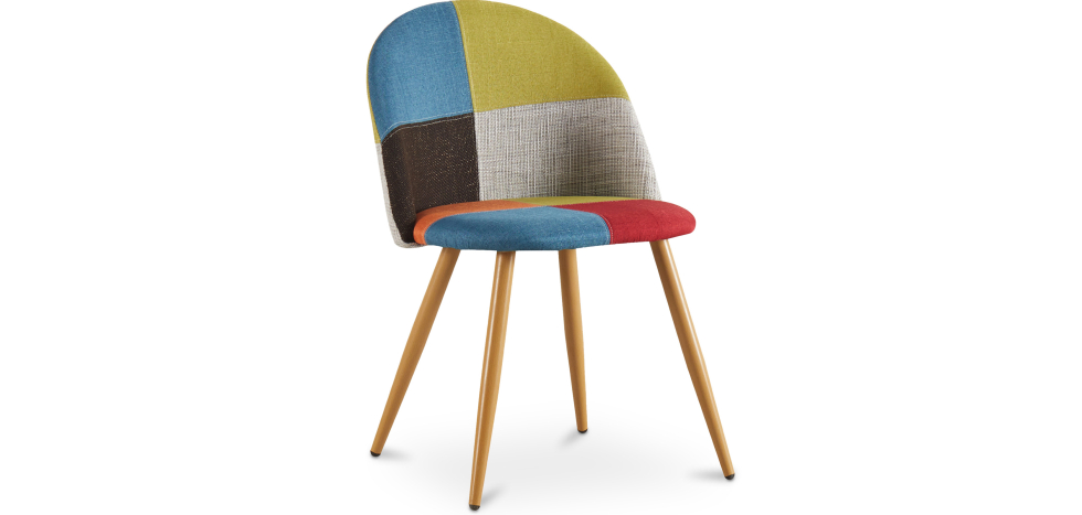  Buy Dining Chair Accent Patchwork Upholstered Scandi Retro Design Wooden Legs - Bennett Fiona Multicolour 59934 - in the UK