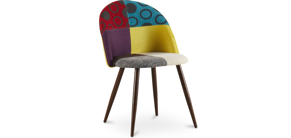  Buy Dining Chair Accent Patchwork Upholstered Scandi Retro Design Dark Wooden Legs - Bennett Jay Multicolour 59940 - in the UK