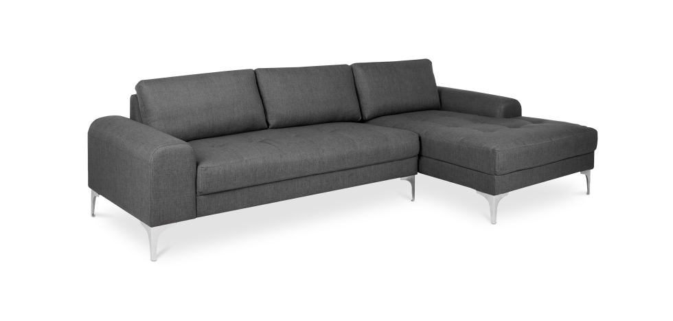  Buy Design Corner Sofa (5 seats) - Left Angle - Fabric Dark grey 26730 - in the UK