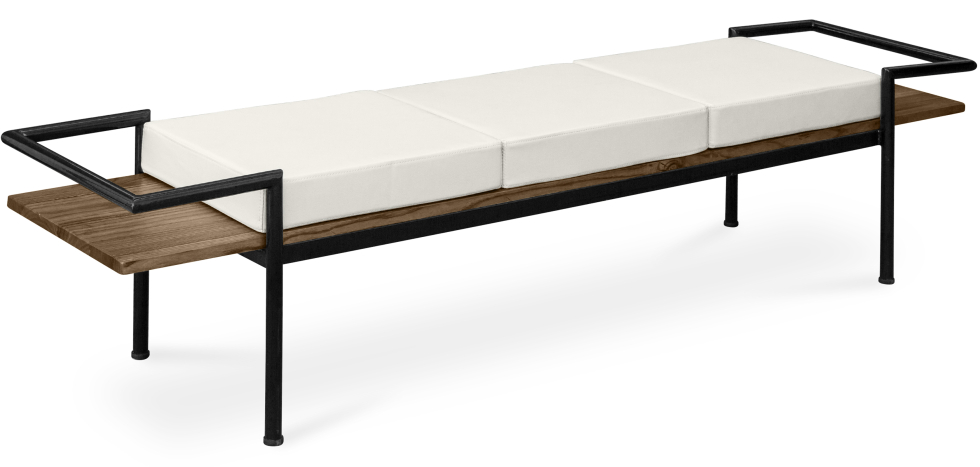  Buy Scandinavian style bench with cushions - Wood and metal Cream 59298 - in the UK