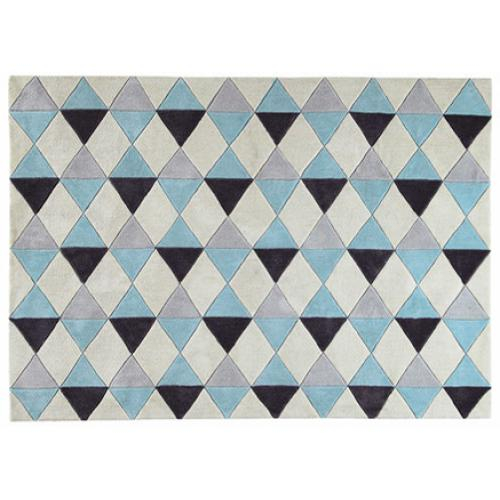  Buy Rhombus Design Rug - Wool - Wolla Blue 58284 - in the UK