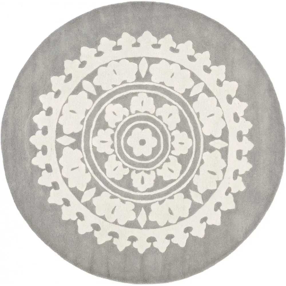 Buy Round Design Rug - Wool - 210cm - Ruma Light grey 58289 - in the UK