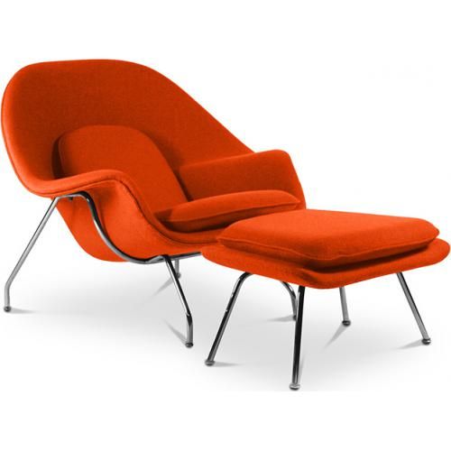  Buy Fauteuil Womb avec ottoman - Tissu Orange 16503 - in the UK