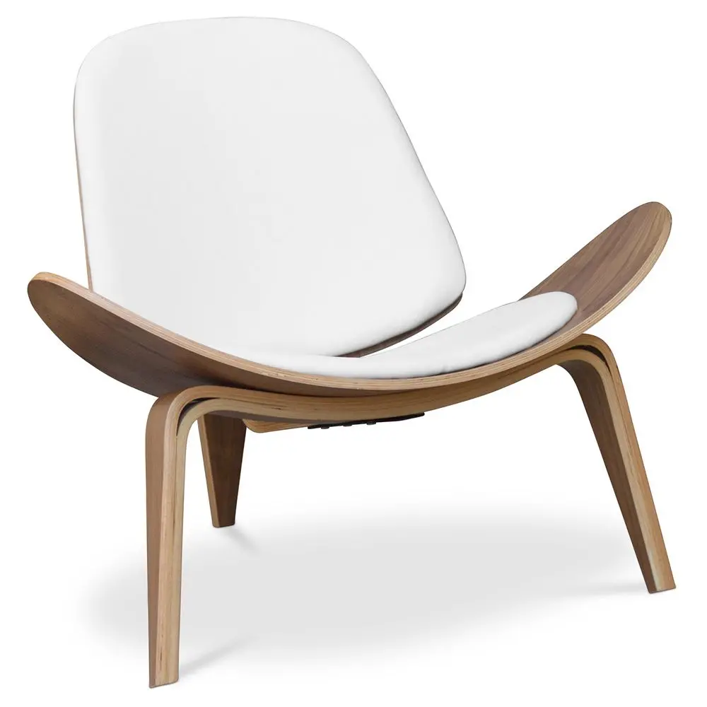  Buy Design Armchair - Scandinavian Armchair - Upholstered in Leather - Luna White 16776 - in the UK