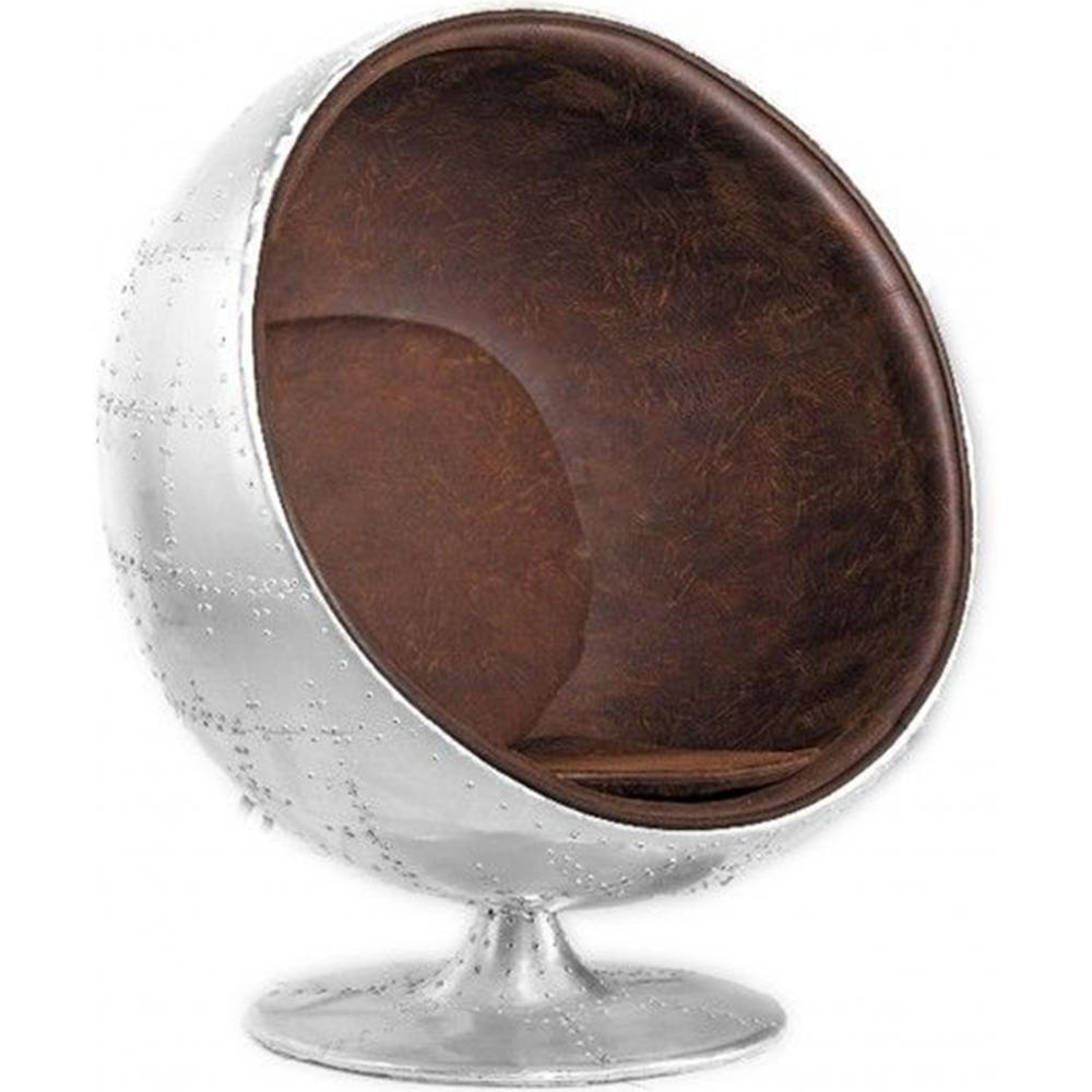  Buy Ball Chair Aviator Armchair - Microfiber Aged Leather Effect Brown 26718 - in the UK