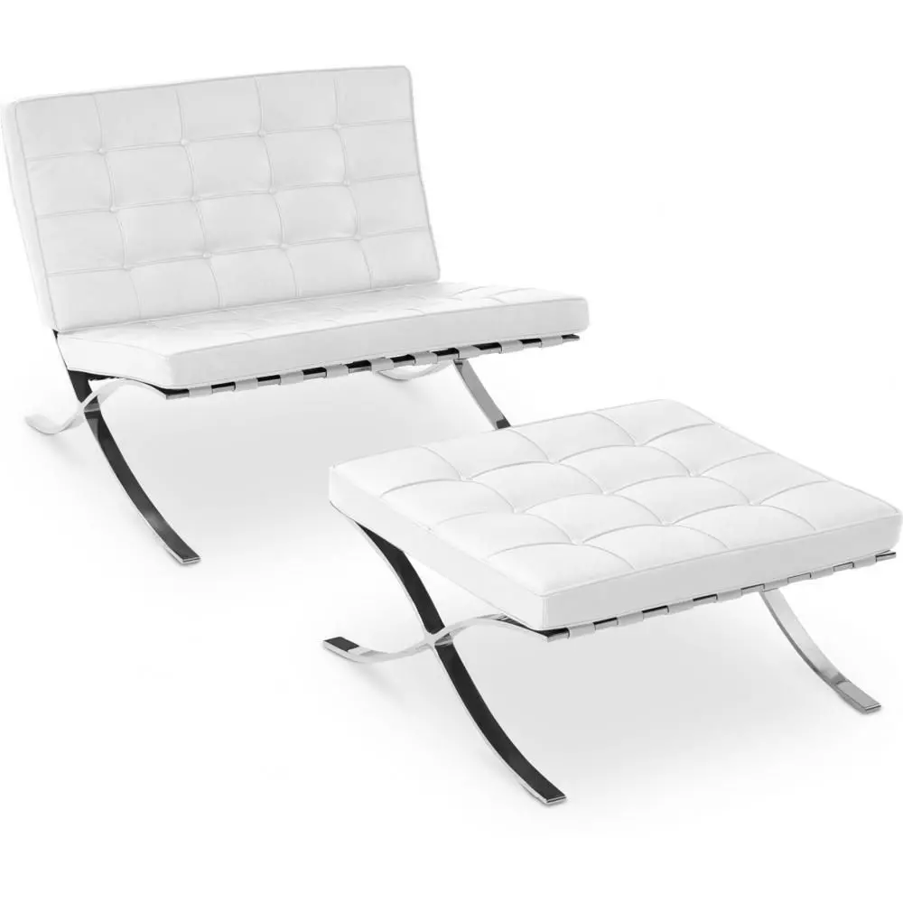  Buy City Armchair with Matching Ottoman - Faux Leather White 13183 - in the UK