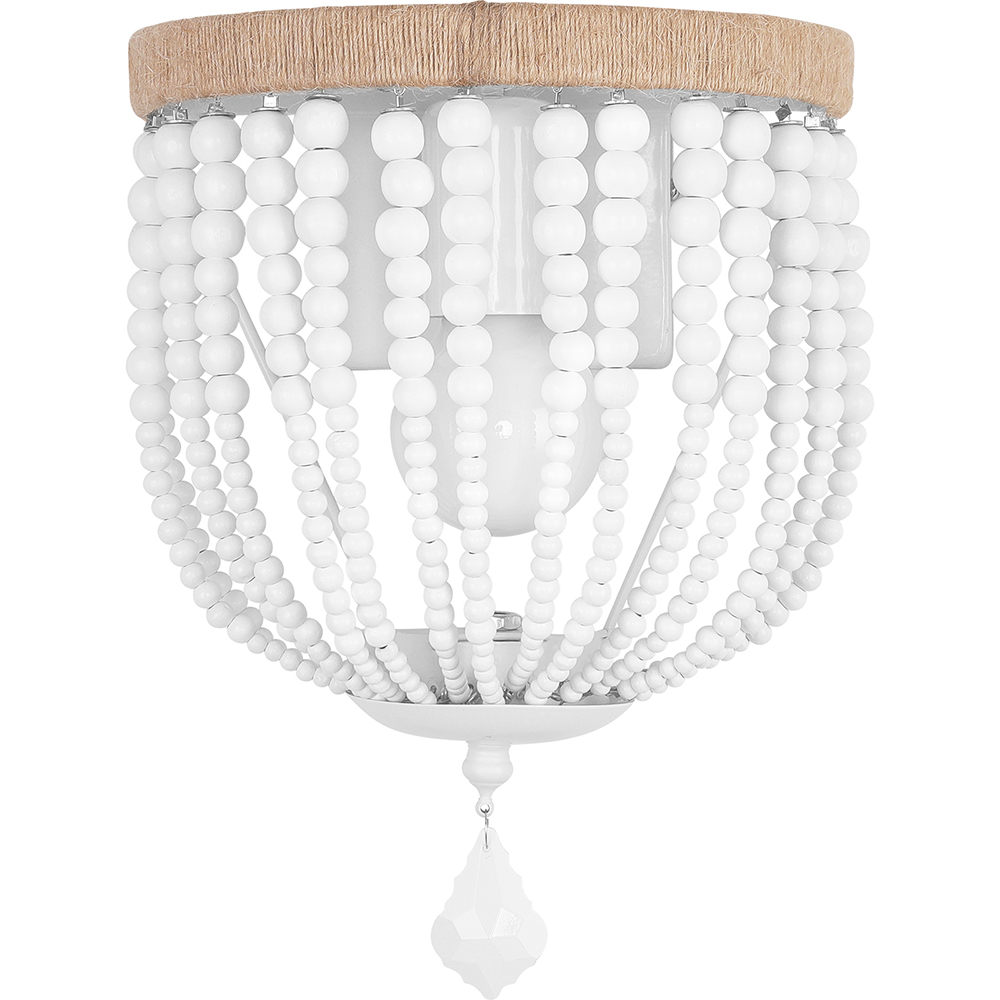  Buy Boho Bali Style Wood and Beads Wall Lamp White 59831 - in the UK