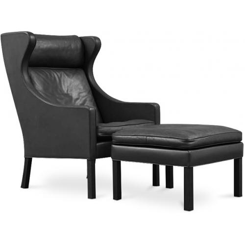  Buy 2204 Armchair with Matching Ottoman - Premium Leather Black 15450 - in the UK